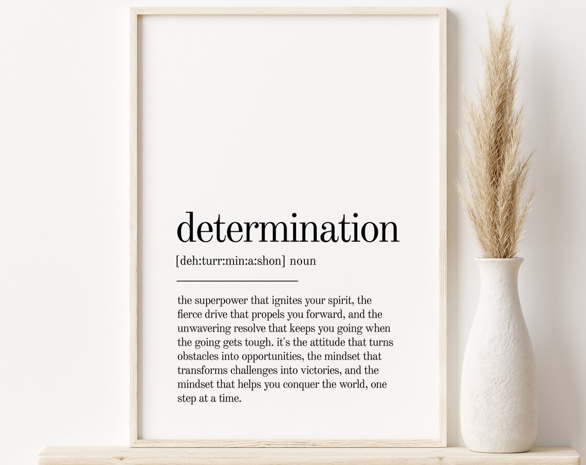 Determination Word Definition Minimalist Motivational Art Poster