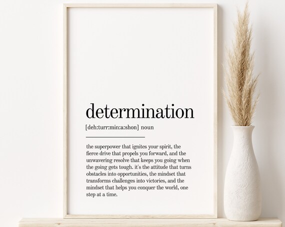 Determination Word Definition Minimalist Motivational Art Poster