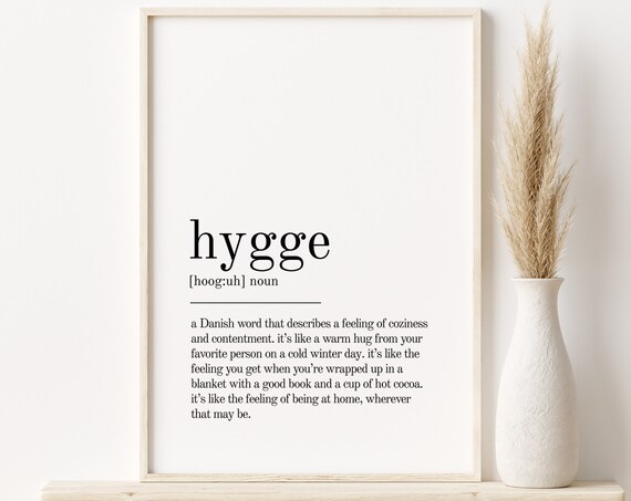 Hygge Dictionary Definition Minimalist Typography Gift Poster