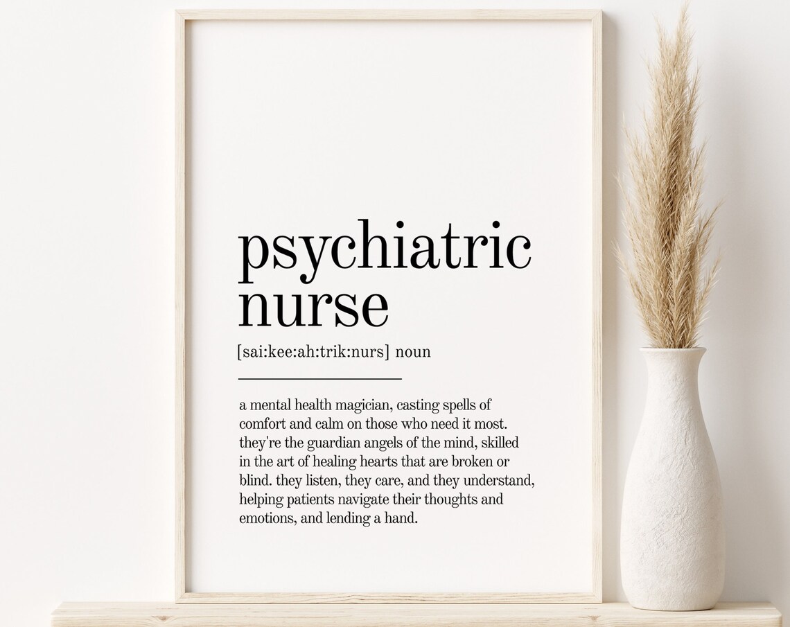 Psychiatric Nurse Dictionary Definition Minimalist Typography Gift Poster