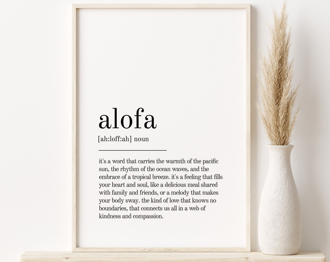 Alofa Dictionary Definition Minimalist Typography Gift Poster