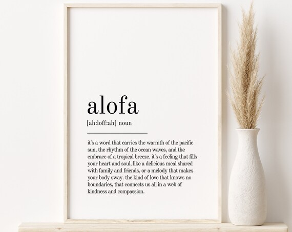Alofa Dictionary Definition Minimalist Typography Gift Poster
