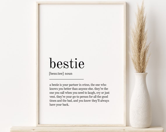 Bestie Definition Minimalist Modern Art Print