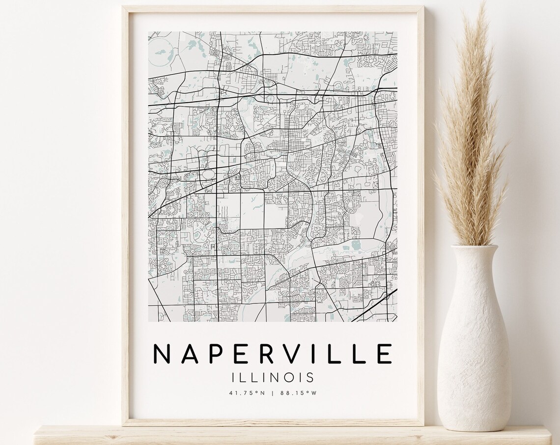 Naperville Illinois USA City Street Map Minimalist Art Poster