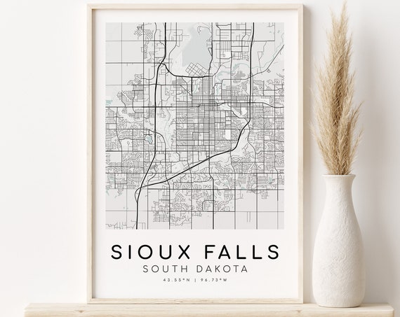 Sioux Falls Minimalist Map Poster, South Dakota
