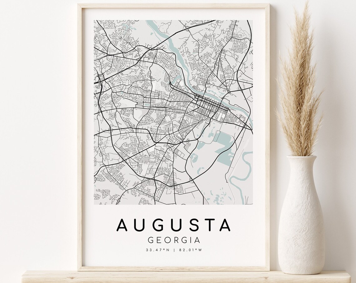 Personalized Augusta Georgia Minimalist City Street Map Poster