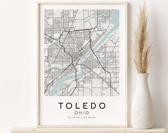 Toledo Ohio City Map, Minimalist Travel Poster