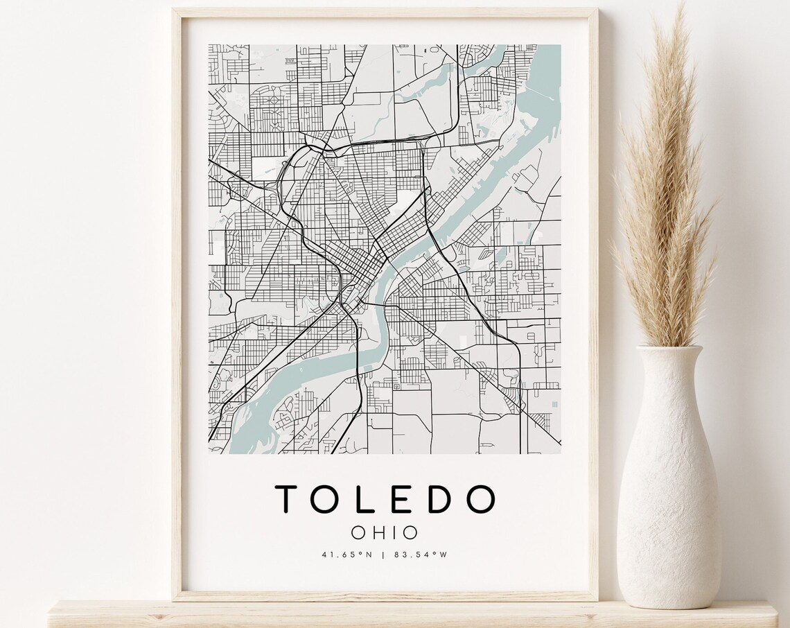 Toledo Ohio City Map, Minimalist Travel Poster
