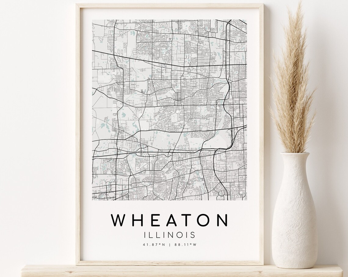 Wheaton Illinois Map Print, Personalized Travel Poster