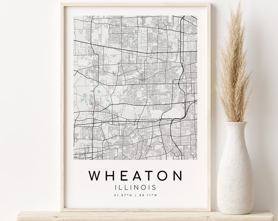 Wheaton Illinois Map Print, Personalized Travel Poster