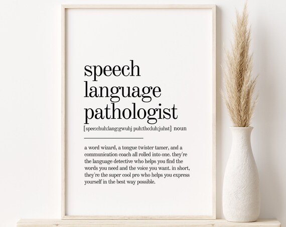 Speech Language Pathologist Dictionary Definition Minimalist Typography Gift Poster