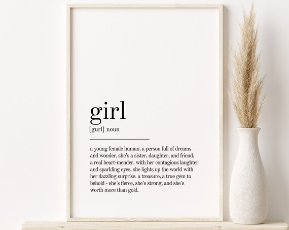 Girl Definition Dictionary Typography Fierce and Strong Poster