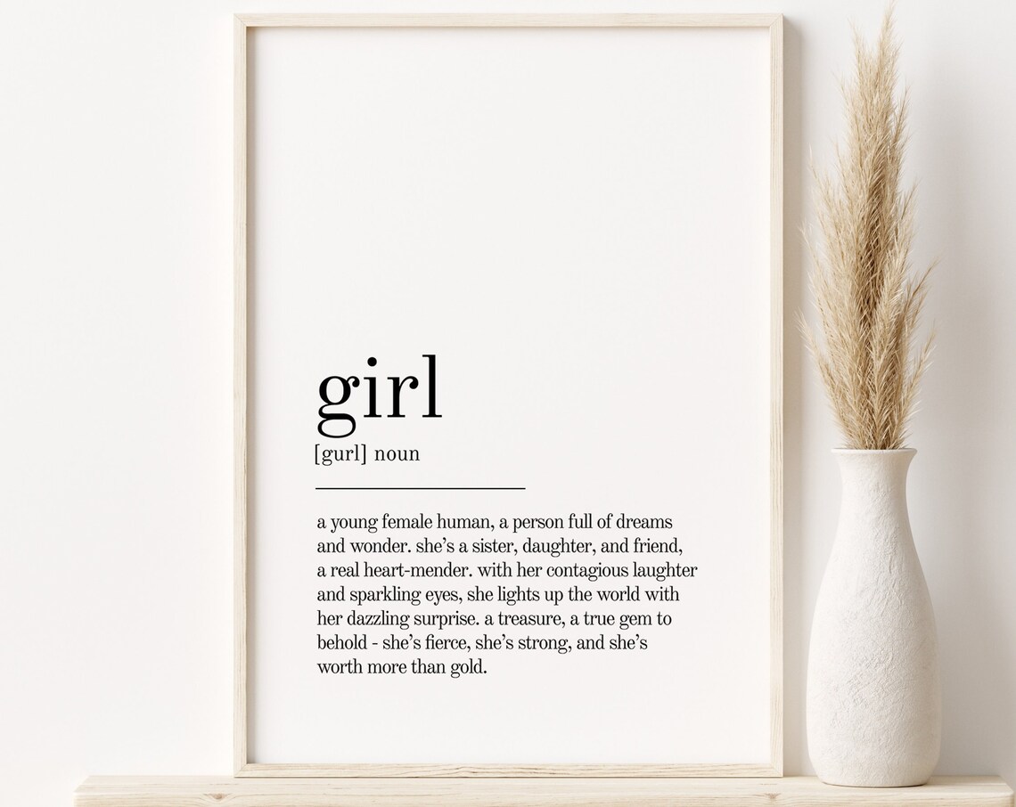 Girl Definition Dictionary Typography Fierce and Strong Poster