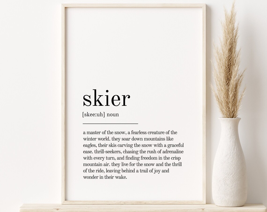 Skier Dictionary Definition Minimalist Typography Gift Poster