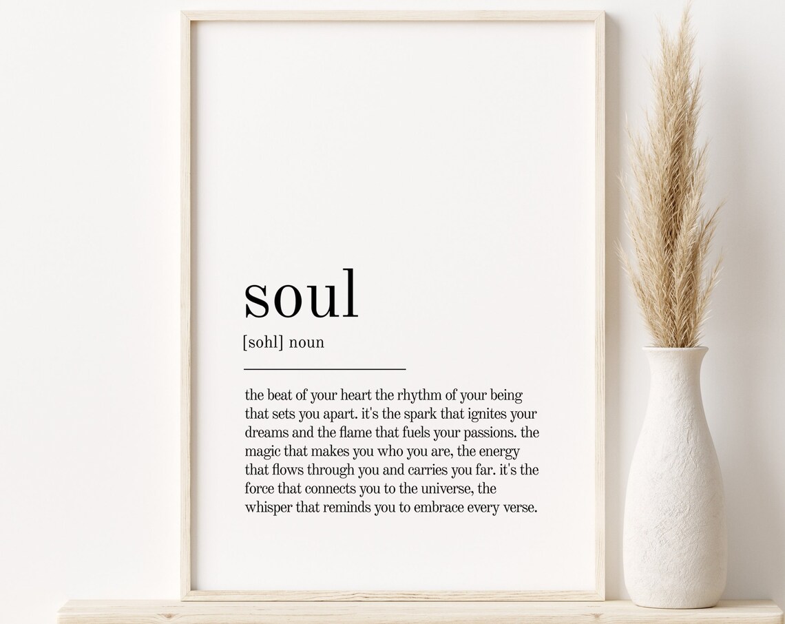 Soul Definition Dictionary Typography Inspirational Quote Poster