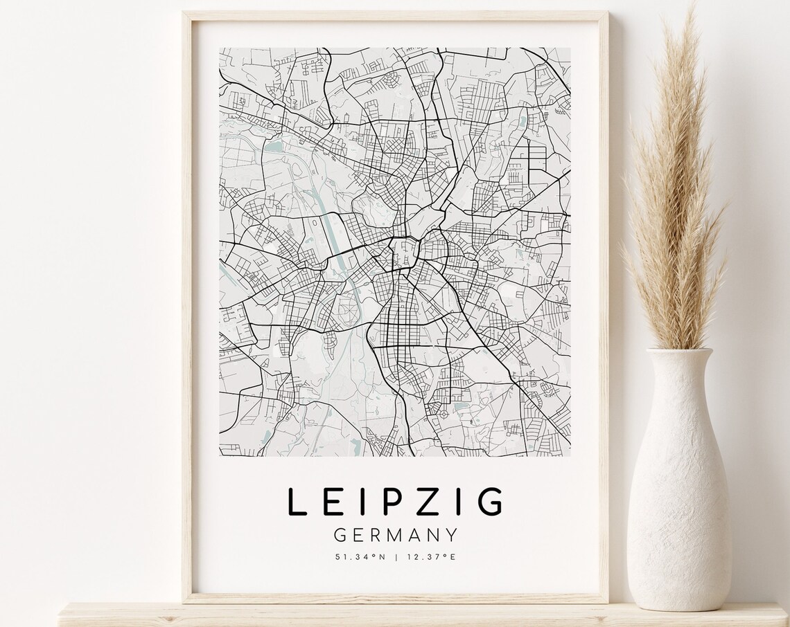 Leipzig Germany City Map Art Print, Custom Locations