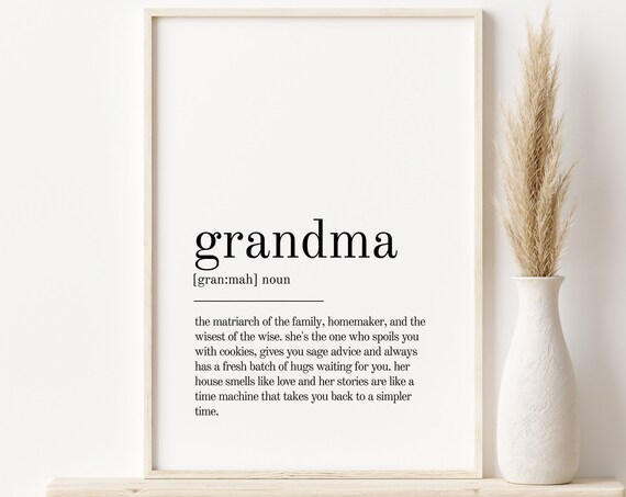 Grandma Definition Dictionary Style Gift Minimalist Typography Poster
