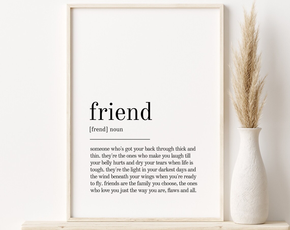 Friend Definition Dictionary Art Print, Office Decor