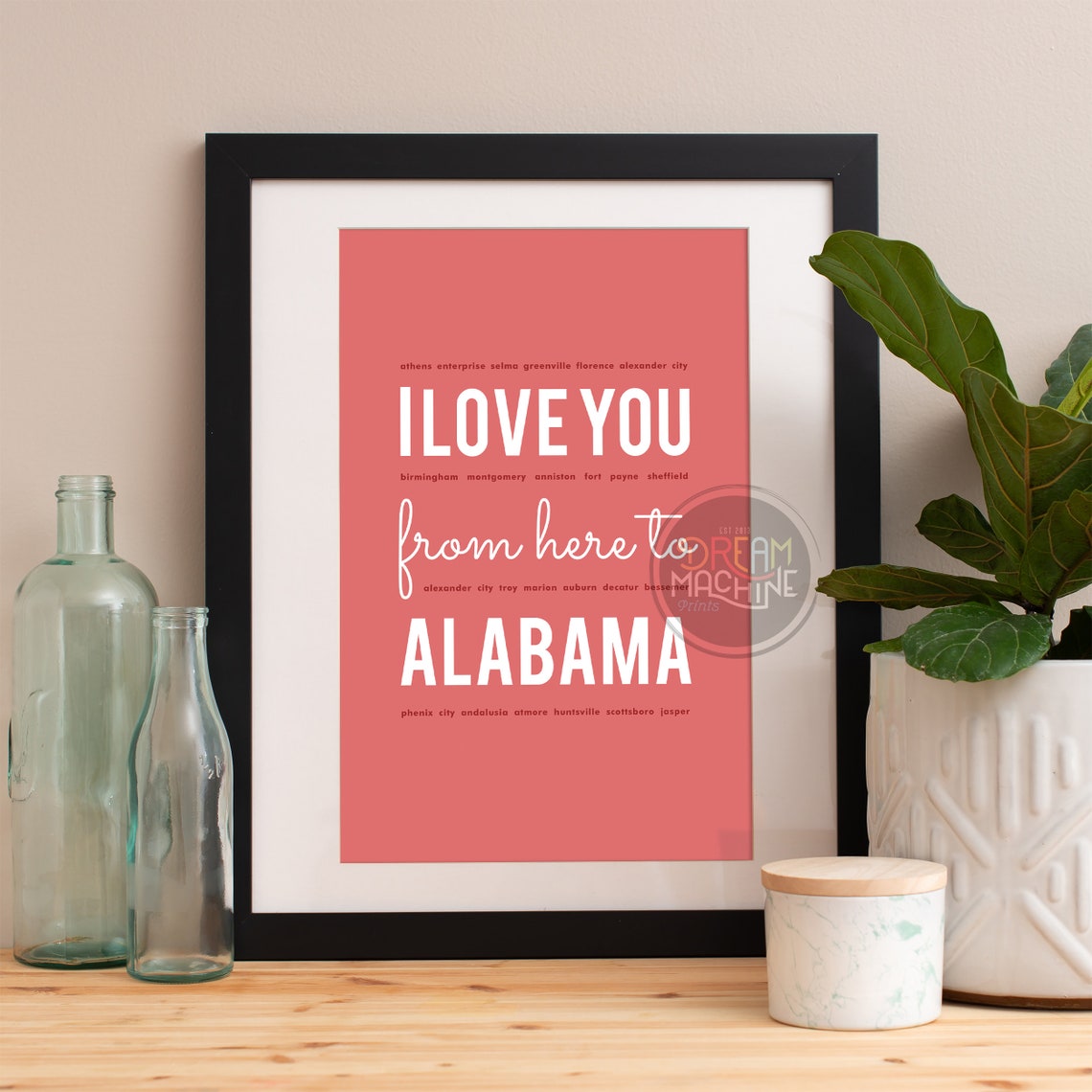 I Love You From Here To Alabama Alabama Print Alabama Skyline Alabama Art Alabama Poster Alabama Watercolor Alabama Art Print