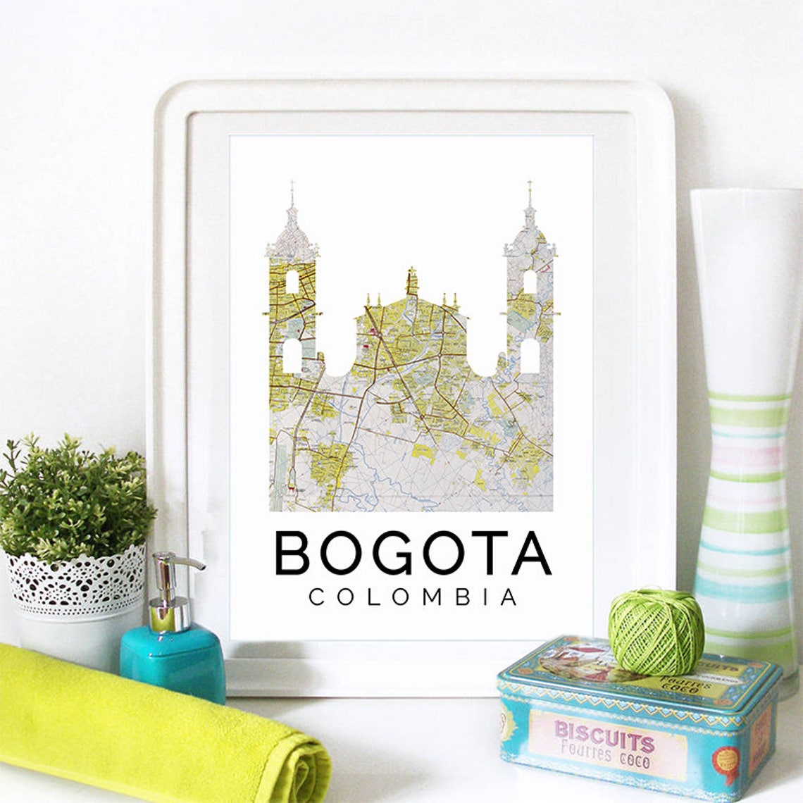 Bogota Print Bogota Skyline Bogota Art Bogota Poster Bogota Watercolor Bogota Art Print Bogota Map Bogota Wall Art Colombia Art - Image 2