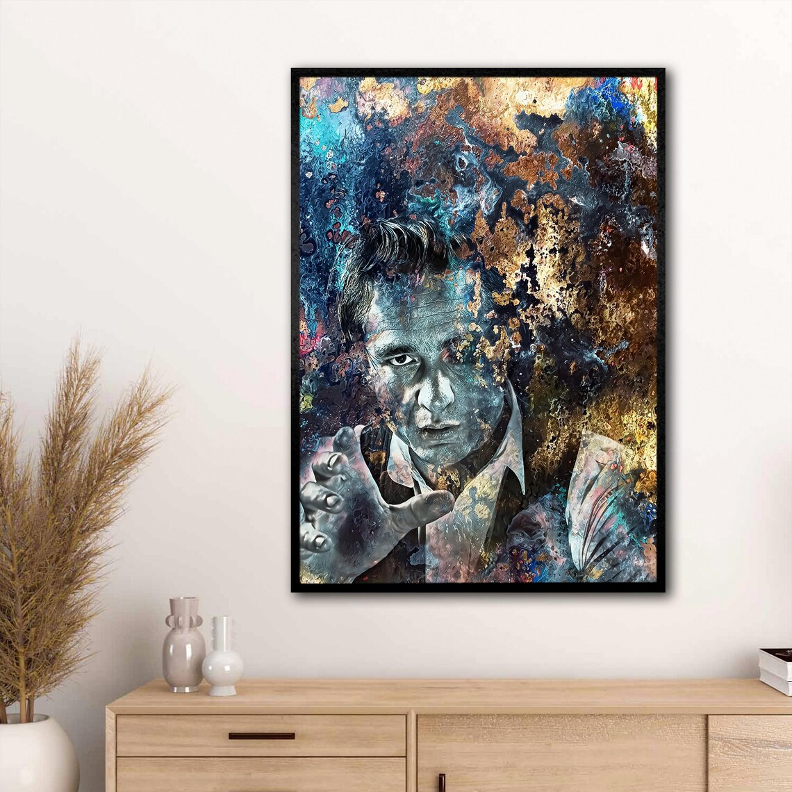 Abstract Reaching Man Portrait in Colorful Expressionist Painting Art Poster - Image 3