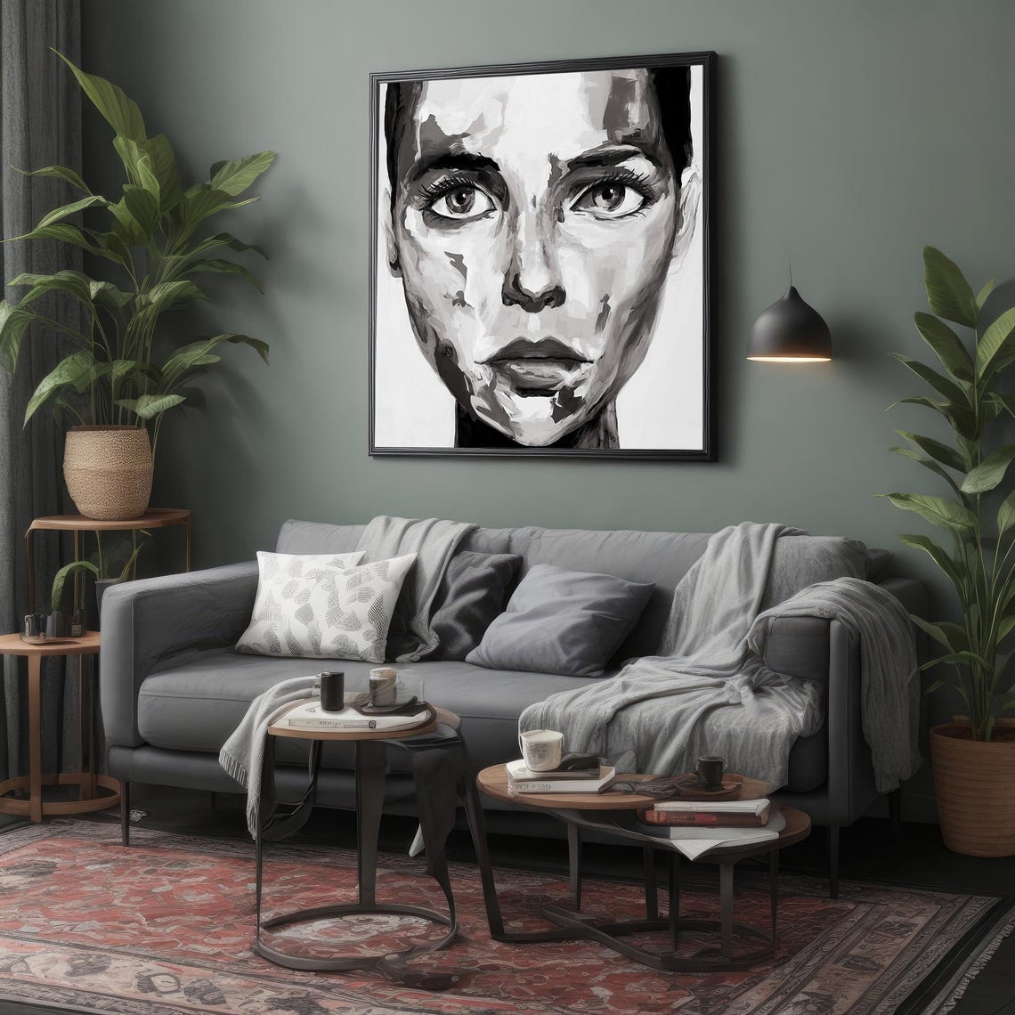Black White Woman Face Abstract Painterly Portrait Art Poster - Image 4