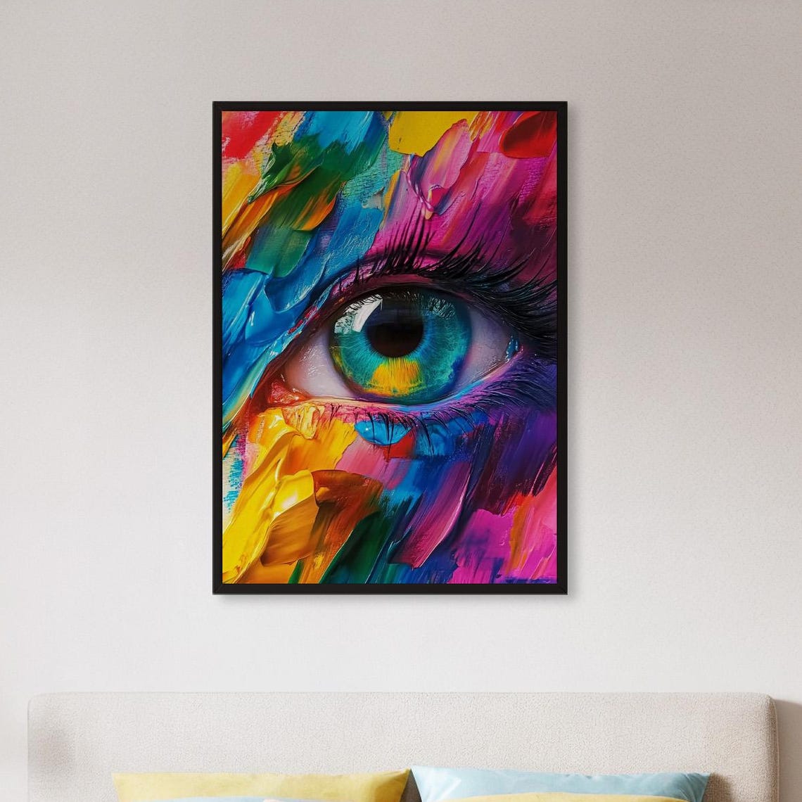 Colorful Eye Close Up Thick Paint Stroke Expressionist Art Poster