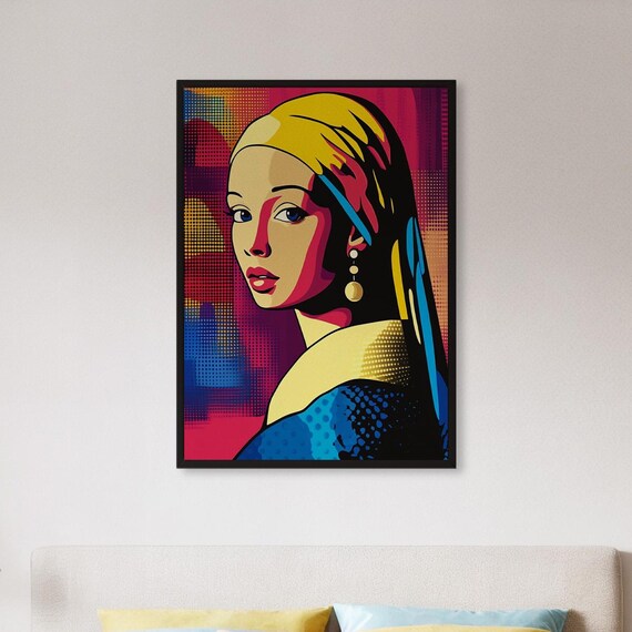 Colorful Pop Art Girl with a Pearl Earring Vermeer Style Print