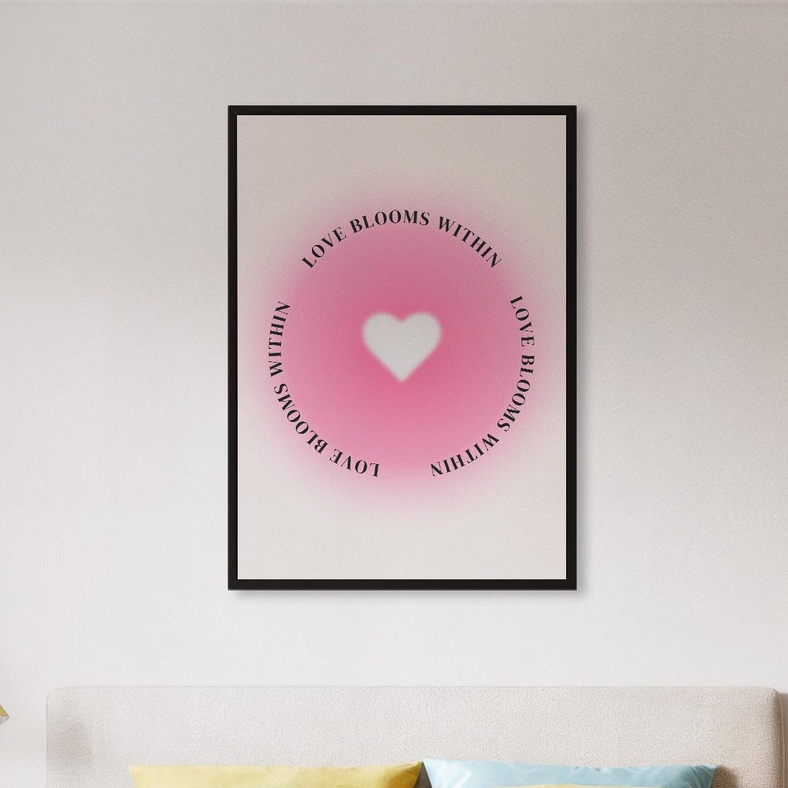 Love Blooms Within Pink Heart Aura Positive Affirmation Quote Poster