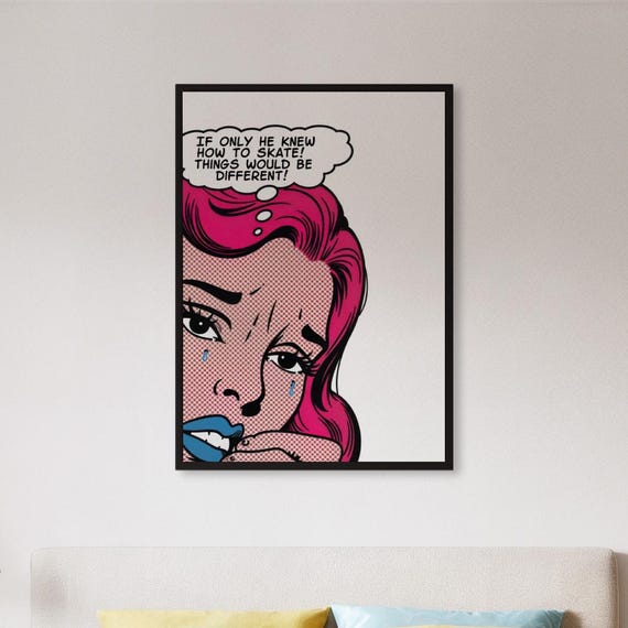 Crying Girl Pop Art Poster, Retro Comic Style