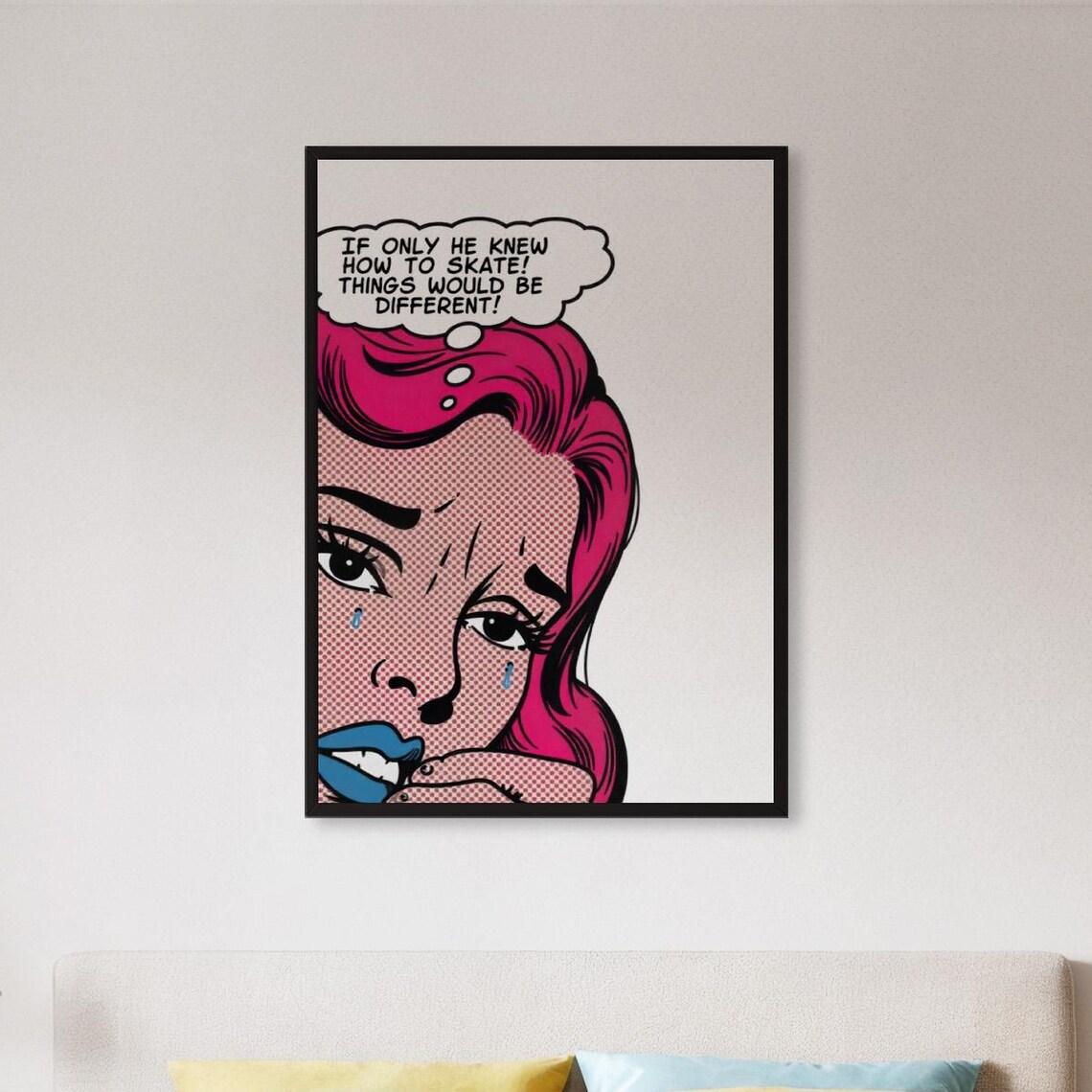 Crying Girl Pop Art Poster, Retro Comic Style