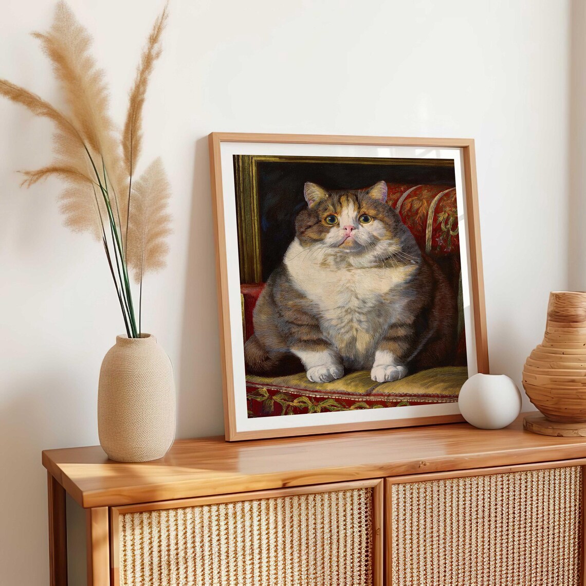 Chubby Fat Cat Victorian Portrait, Cute Cat Art - Image 2