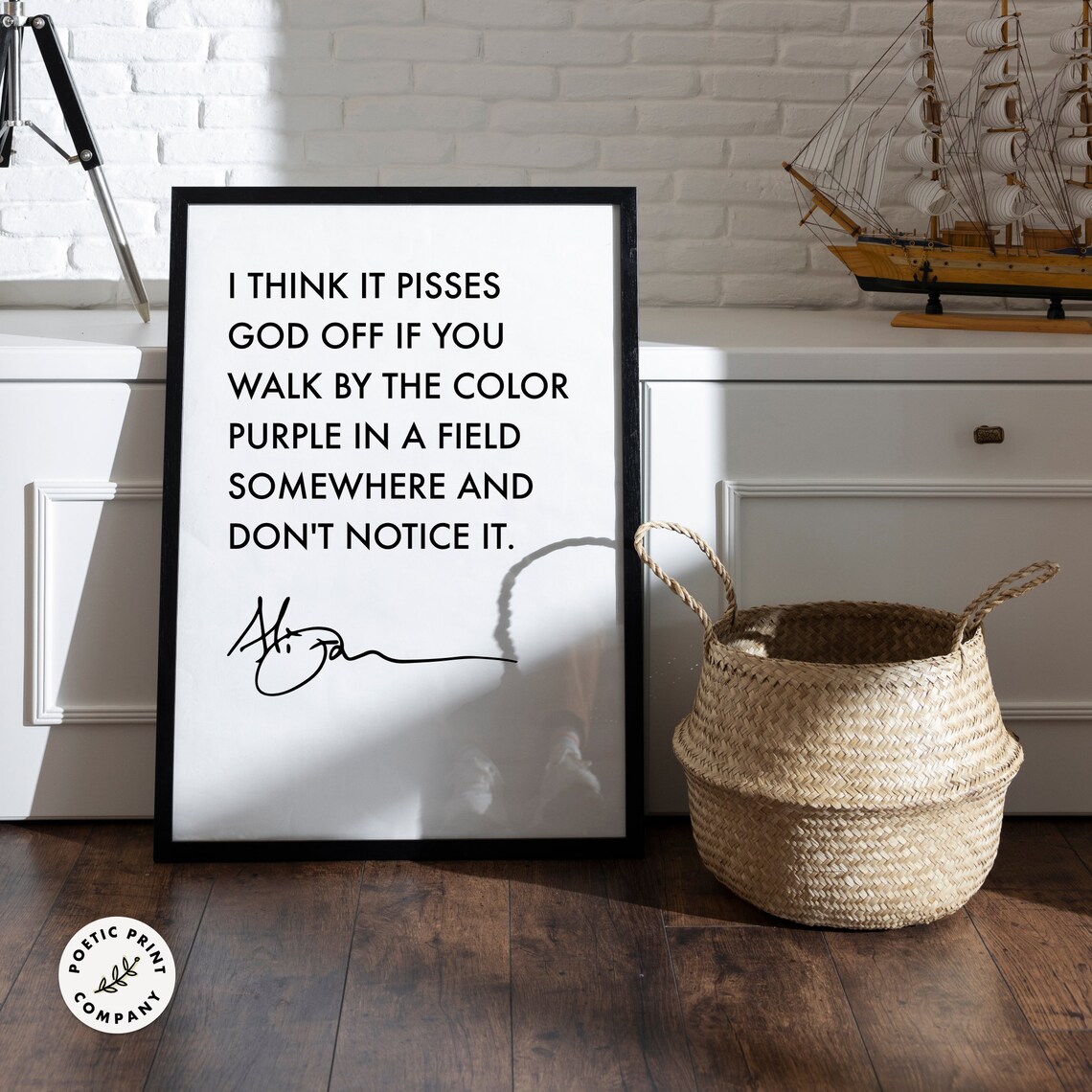 Alice Walker Quote, The Color Purple Poster Print - Image 3