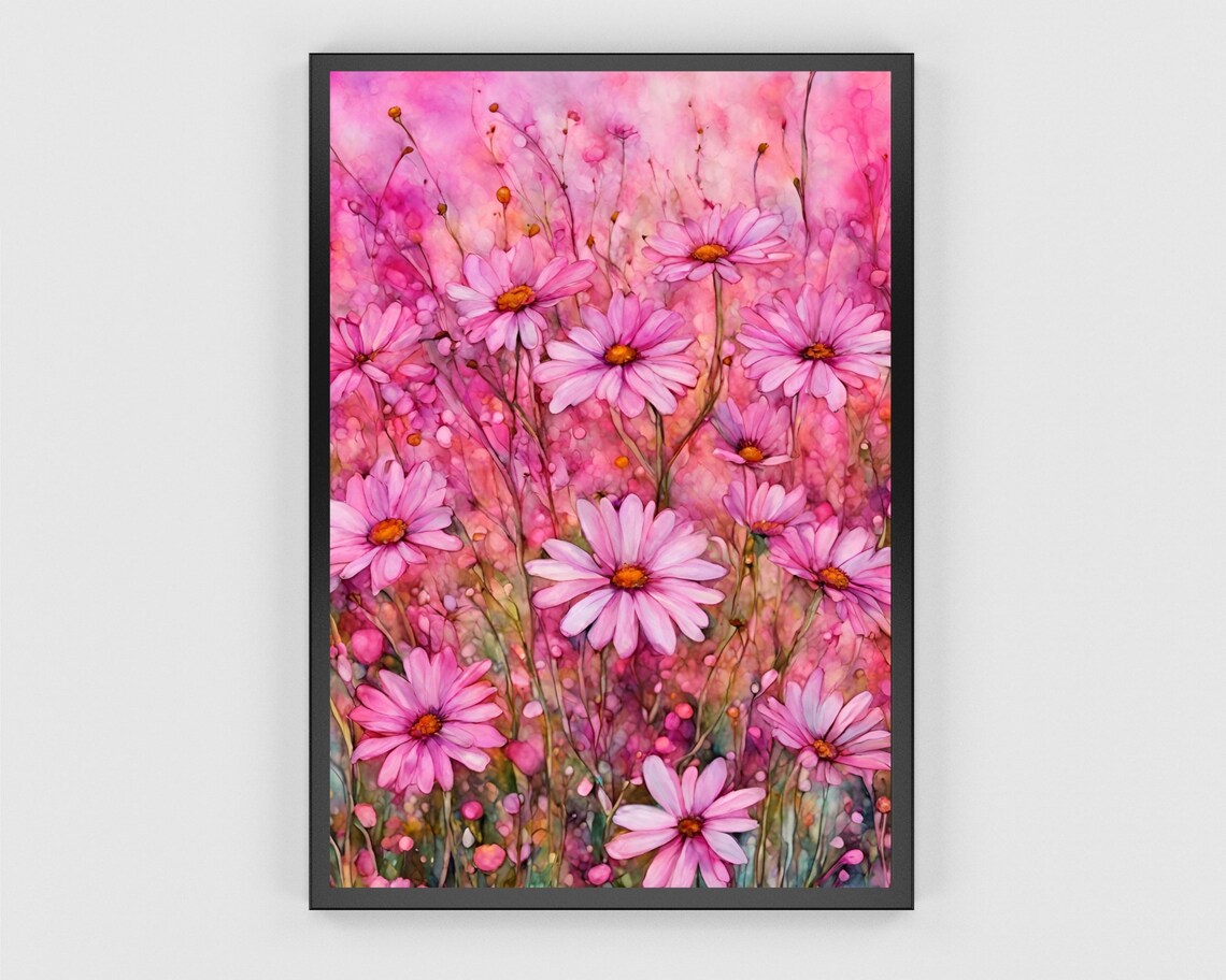 Colorful Daisy Boho Floral Illustration Art Print - Image 3