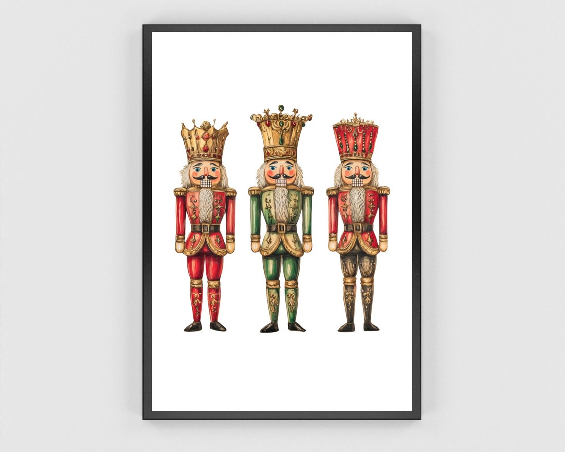 Three Vintage Christmas Nutcracker Soldiers Holiday Decor Poster - Image 3