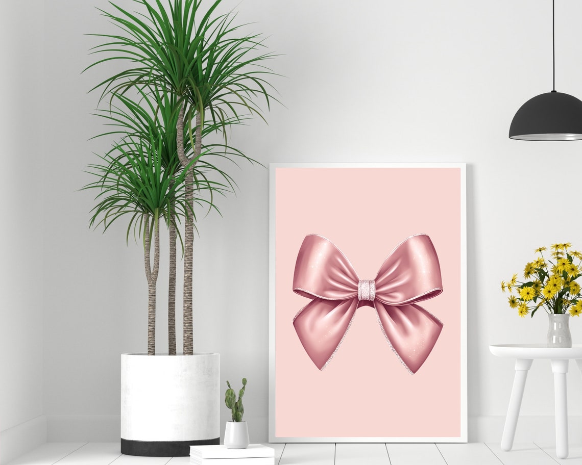 Pink Satin Bow Blush Background Elegant Minimalist Art Poster - Image 2