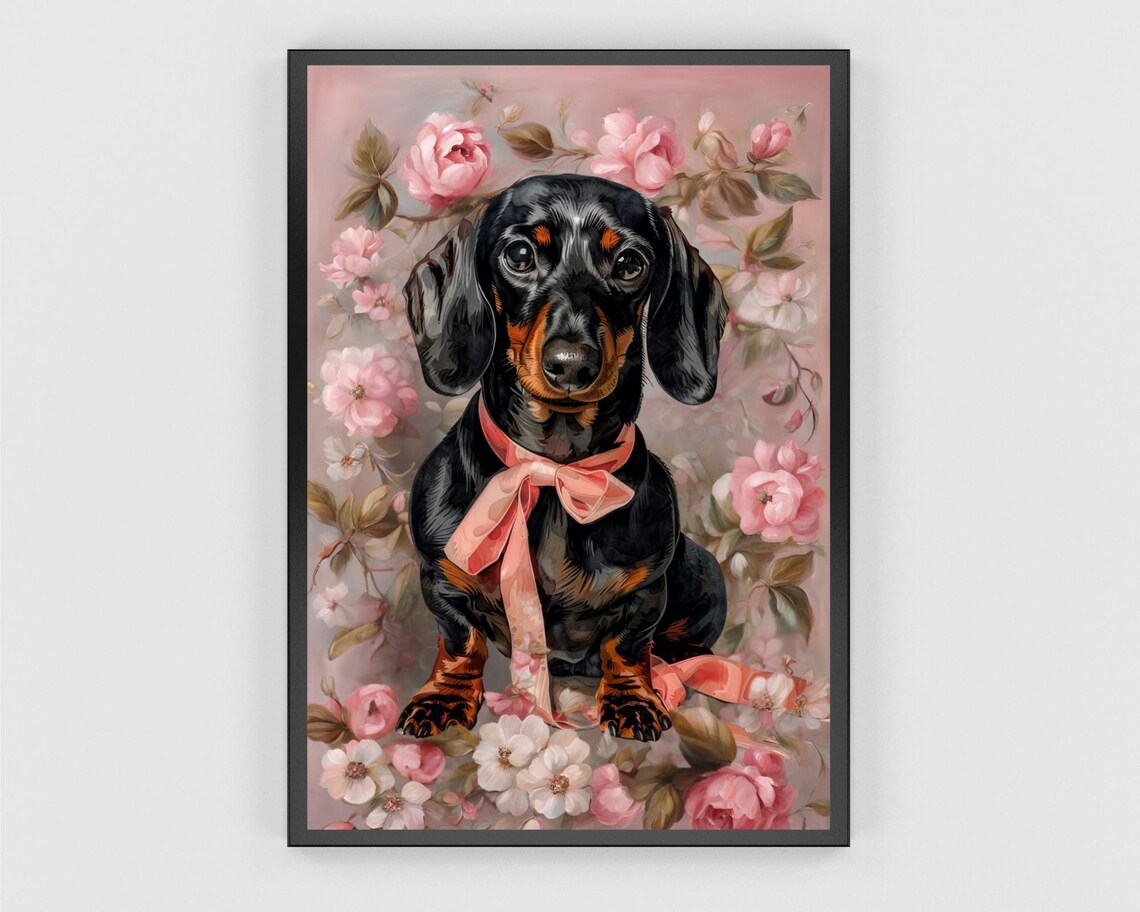 Dachshund Poster, Pink Preppy Girly Room Decor - Image 3