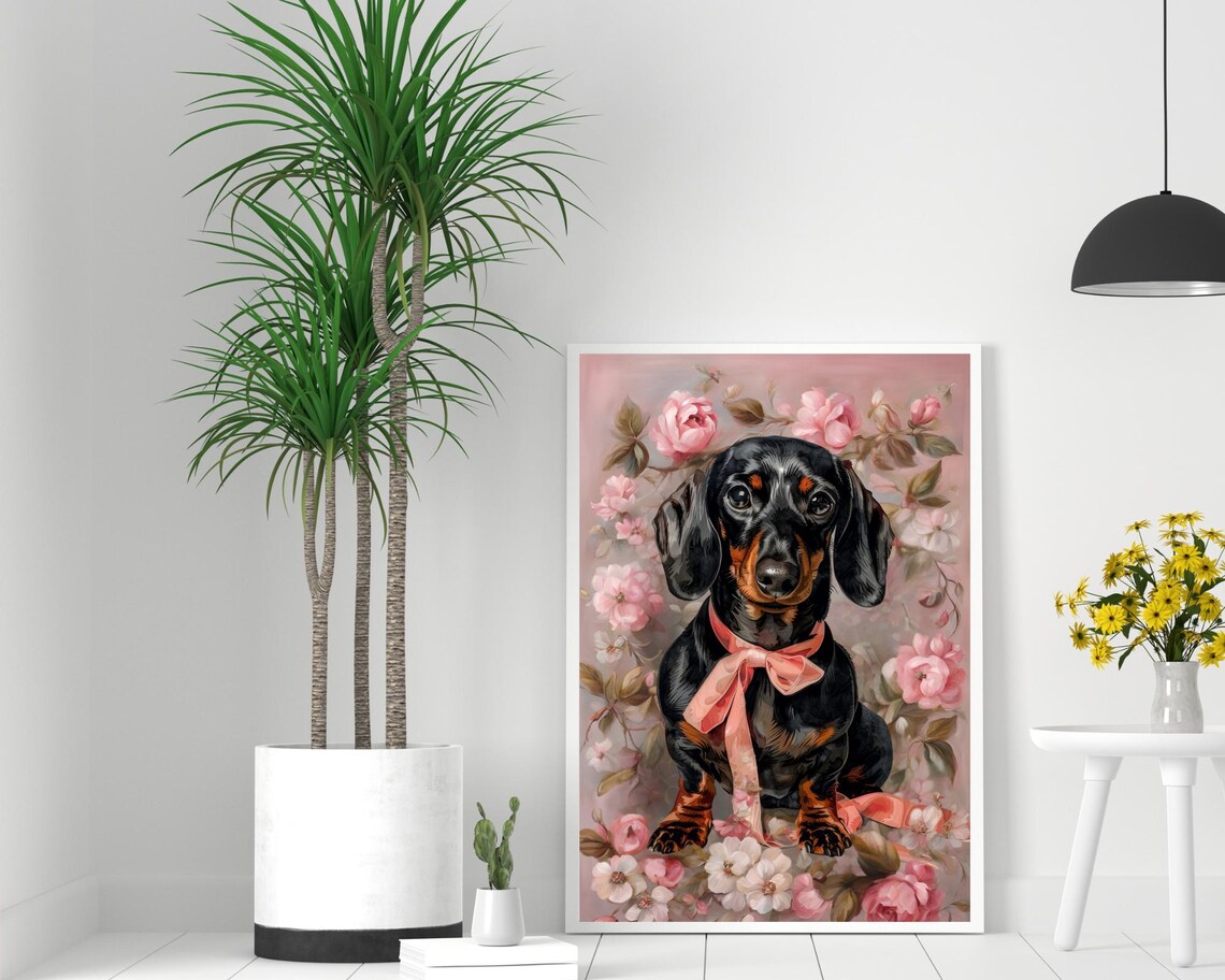 Dachshund Poster, Pink Preppy Girly Room Decor - Image 2