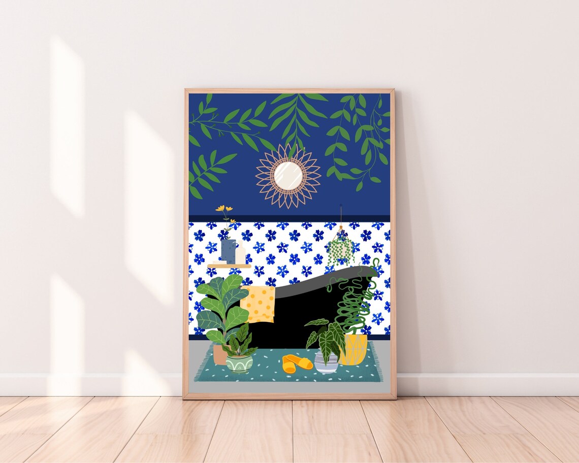 Bathtub and Plants Botanical Bathroom Art Print - Image 2