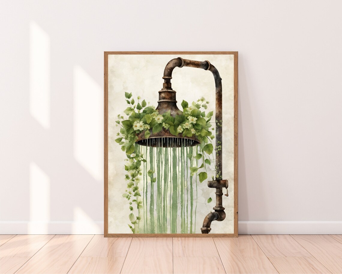 Floral Shower Botanical Bathroom Art Print - Image 2