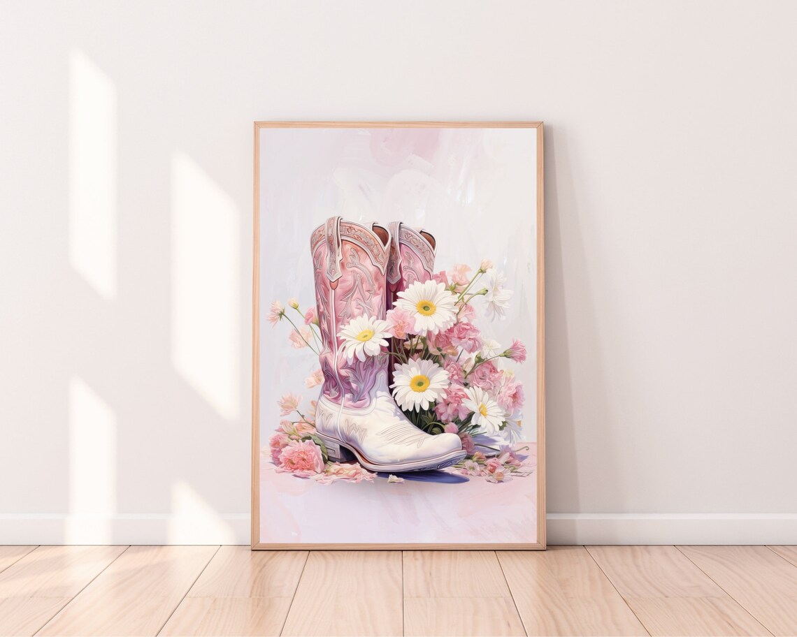 Cowgirl Boots Retro Western Art Print, Vintage - Image 2