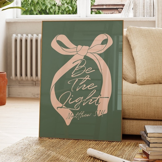 Be The Light Matthew 514 Pink Bow Christian Bible Verse Quote Poster
