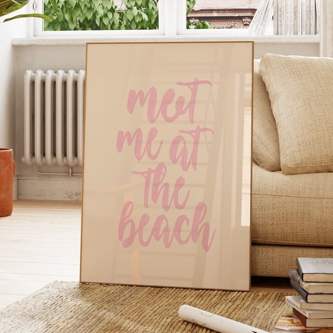 Meet Me At The Beach, Coastal Typography Poster