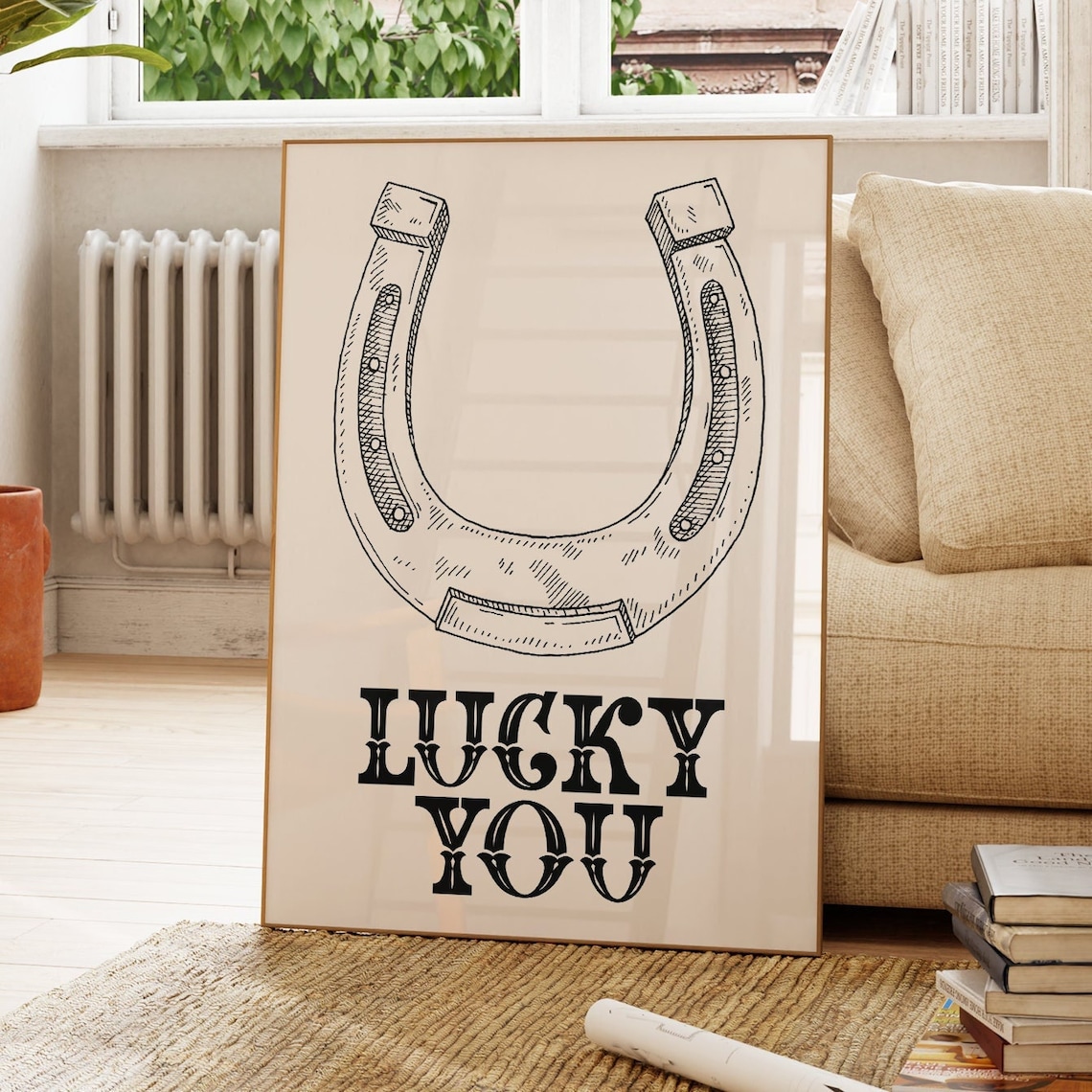 Lucky You Horseshoe Vintage Western Ranch Good Luck Home Poster