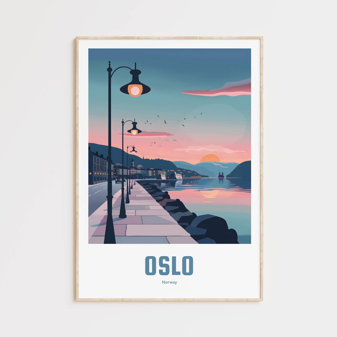 Oslo Vintage Travel Poster, Retro Wall Art Print