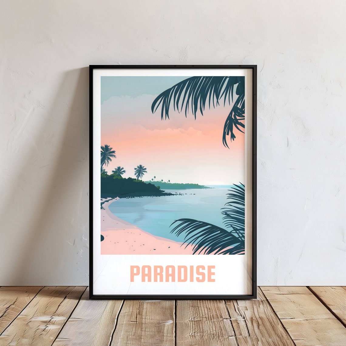 Paradise Tropical Beach Palm Trees Sunset Dreamy Travel Poster - Image 3