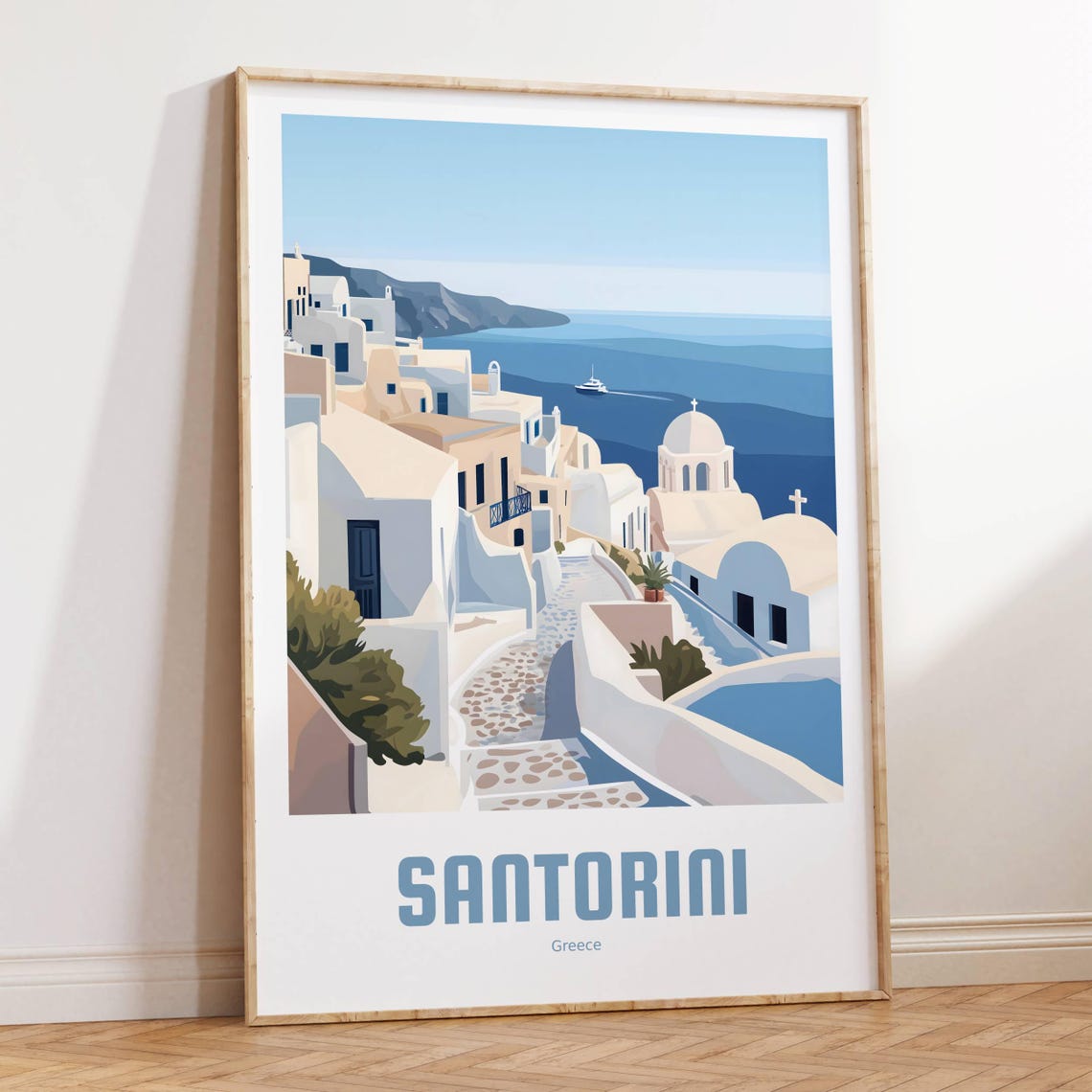 Santorini Greece Oia White and Blue Caldera View Travel Poster - Image 4