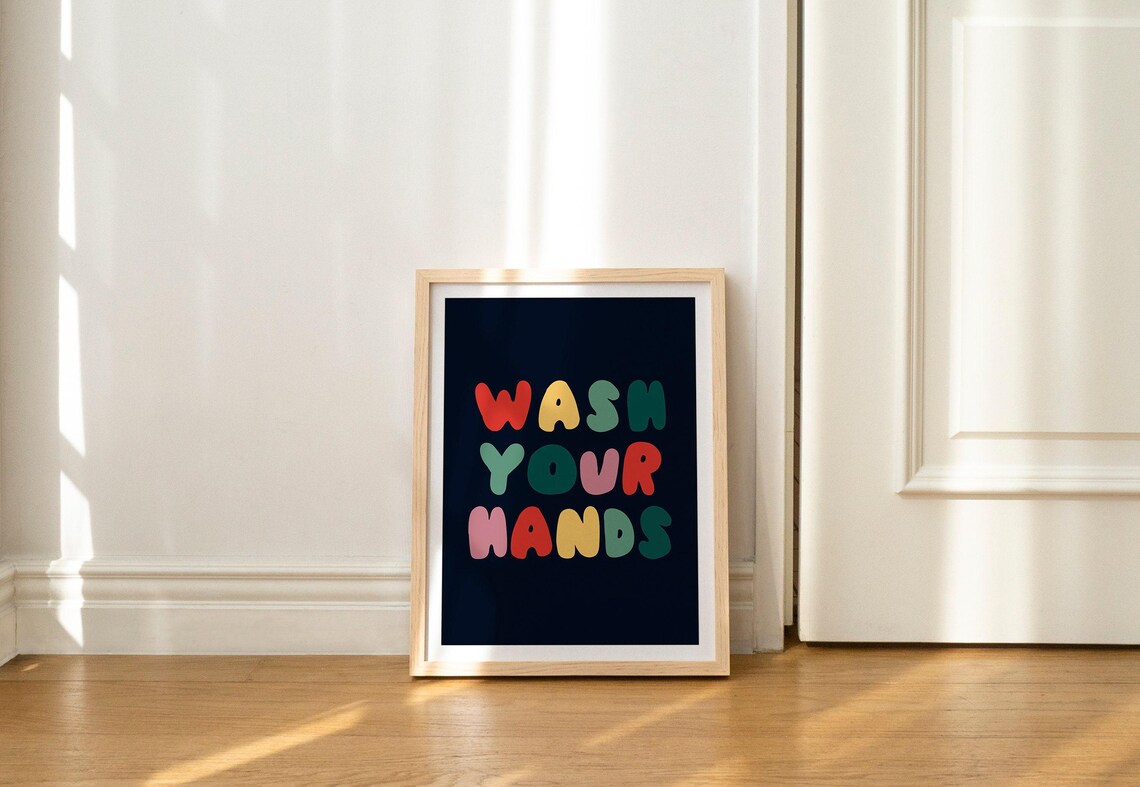 Wash Your Hands Typography Print for Kids Bathroom - Image 2