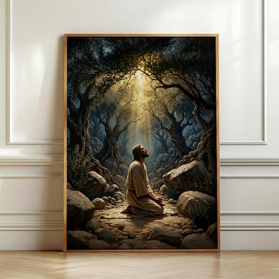 Jesus Praying In The Garden Of Gethsemane Night Scene Wall Art