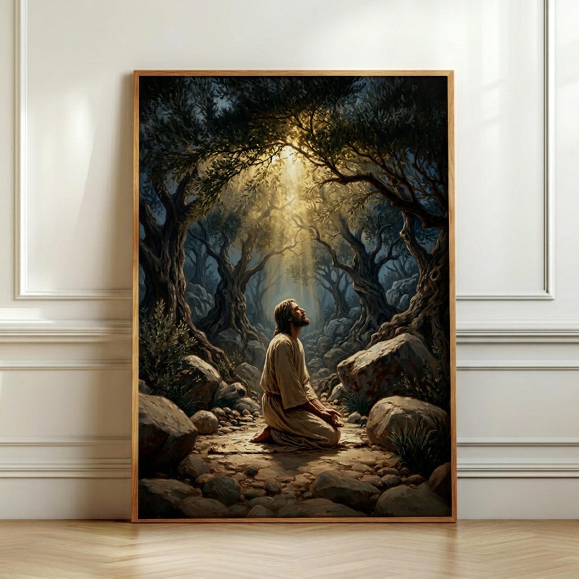 Jesus Praying In The Garden Of Gethsemane Night Scene Wall Art